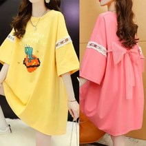 새로본 (여름) 싹8199소매레스 빅사이즈 반팔롱티 루즈핏 여성여자 미시