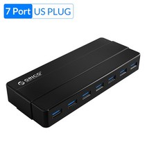 usb허브 c타입허브 호환 ORICO 4 7 포트 USB 3.0 고속 허브 12V 전원 어댑터 분배기 OTG 데스크탑 노트북, 06 7 Port US Plug