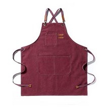 캔버스데님 카페 공방 바리스타 방수 앞치마, 버건디