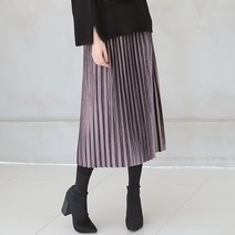 데일리앤 벨벳 플리츠 롱 스커트