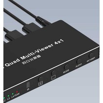 화면 분할기 4포트 TV 모니터 4분할 분배기 선택기, 그레이