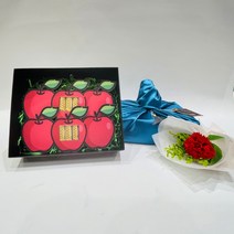 러블리팜 명품 용돈 선물 한우 + 보자기 + 태슬 + 비누꽃 한송이 카네이션 세트, 사과+한송이카네이션세트, 블루