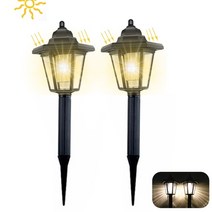 태양광정원등계단조명 옥상조경공사 육각 태양 야외 led 태양 sconce led 벽 램프 레트로 랜턴 정원 장식 방수 야외 태양 가로등, 2pcs 따뜻한 빛