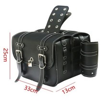 오토바이 사이드백 한쌍 24종 스쿠터 바이크 가죽 레더 버클 클래식 튜닝 파츠 방수 가방, 96 블랙 라지 한 쌍 + 음료거치대