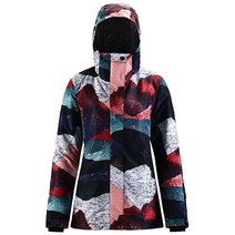 IMPHUT 여성용 스키 재킷 스노우보드 따뜻한 겨울 방수 산악용 후드 스노우 코트 스키 다크 블루 화이트.