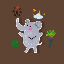NS마트_(나룸) WMC-157 코끼리 벽시계와 데코스티커(무소음) 시계 아이방벽시계 벽시계 아이방꾸미기 키즈룸인테리어_nsakxmtkdvna, 짱whgdk