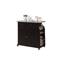 Hodedah 수입 주방 아일랜드 향신료 랙 및 수건 걸이 포함 화이트, Chocolate