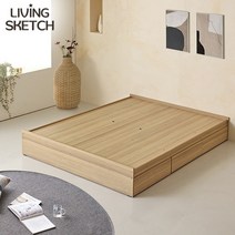 [리빙스케치]국내제작 레브미 퀸 무헤드 수납형 Q 침대프레임, Q화이트