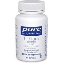 Pure Encapsulations 리튬(오로테이트) 5mg 건강한 뇌 기능 기억 및 행동 지원 보조제＊ 90캡슐, 90정, 1개