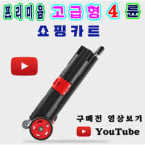 프리미엄 고급형 핸드카트 브래이크 있는 접이식 바구니 박람회 캠핑 수입판매춘하추동, 1개, 빨강+검정 프리미엄 4륜 바구니