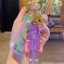 iSeriseKeyring 크리스탈 곰돌이 키링 커플용 선물용 자동차 가방 키홀더 키링, 6#퍼플