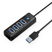 오리코 A타입 4포트 USB 허브 USB3.0 5Gbps PW4U-U3, 블랙