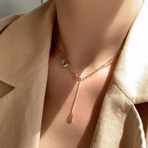 925실버 여자 골드 B 흑 각인 펜던트 클립 체인 Y 체인 드롭 목걸이 선물 레이어드