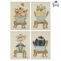 기명소과도 4폭 민화 도안 본그림 민화그리기 본 공모전 취미 원데이클래스 수업자료 컬러링 민화본, 기명소과도2, 일반용지(얇은 백상지), 대형