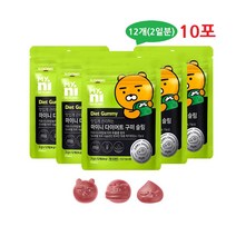 씹어먹는 다이어트 구미 가르시니아 캄보지아 풋사과 슬림 HCA 츄어블 뱃살 체지방 감소 조절 추출물 기능성 원료 카카오 캐릭터 모양 1일2회 1회3개, 2일분(12개), 10포
