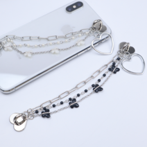 나비 체인 폰스트랩 골드 실버 하트 핸드폰스트랩 하트판 고리, 나비스트랩2