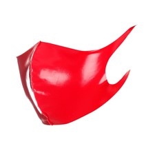 유치원 집 행사 가면 Ftshist 반짝이 가죽 3D 입 라텍스 메탈릭 질식 BDSM 롤 플레잉 PU 브레스 컨트롤 게임, One Piece-Red