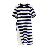 여성 반팔 롱 원피스 라운드 플라워 원피스 빅사이즈 여름 꽃무늬 플레어 여자원피스 프리사이즈 인박카001 12 월 20123 년 여름 새로운 패션 줄무늬 군주 검은 느슨한 느슨한 짧은 소매 중간 -슬리브 긴 드레스