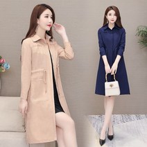 [이꾸띠] 타즈사와루 여성 봄 가을 카라넥 앞버튼 오피스 데일리 트렌치 코트