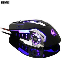 DFMEI V5 로봇 마우스 유선 게임 데스크톱 기계 무음 마우스, 블랙 무성판