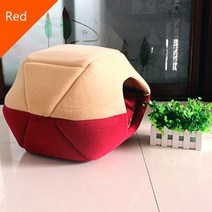 펫드라이룸 슈퍼 소프트 짧은 봉제 유르트 모양 애완 동물 하우스 듀얼 사용 개집 둥지 쿠션 강아지 개 고양이 크기 사용할 수, Red+55x44x38cm