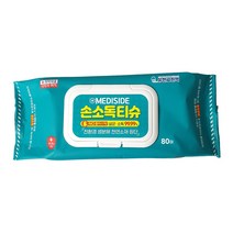 유한그린텍 메디사이드 손소독티슈 80매 (캡형) 일회용 다용도 세정티슈, 1개