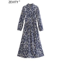 맘룩 명품스타일 엄마등원룩 아줌마큰옷 원피스 zevity women 빈티지 잉크 그래피티 프린트 새시 midi shirt dress office lady chic pockets