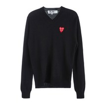 꼼데가르송 [라벨루쏘] [꼼데가르송] P1N074 BLACK 더블 하트 로고 남성 니트