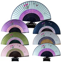 (주)파앤카코리아 고급 선물부채 전통부채 외국인선물 부채 여름부채 접이식부채 장식부채, 이색실크 부채-붓꽃-연두