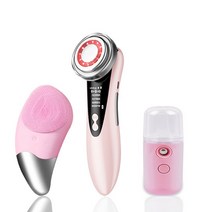 뷰티디바이스LED 전기 얼굴 마사지 기계 초음파 피부 스크러버 리프팅 장치 진동 주걱 실리콘 클렌징 브러, 04 Type 2 Pink