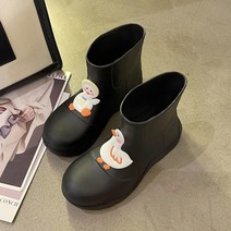 Crzen 여자 레인부츠 미들 레인부츠 방수 미끄럼방지 PVC화 23N404