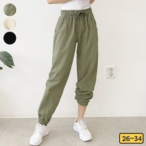 가비진 여성용 시원한 여름 린넨 조거 밴드 팬츠 바지 남녀공용/커플룩