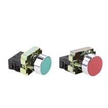GHSHOP 2x 녹색 적색 순간 셀프 리셋 플러시 푸시 버튼 스위치 1 NO 22mm, 55x40mm, 설명, 금속