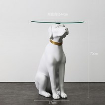 골든 리트리버 협탁 테이블 1인 커피테이블 대형견 장식테이블 현관 거실 트레이, 화이트 도그 L