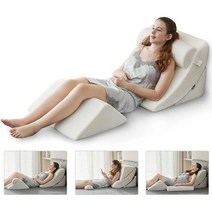 4피스 정형외과 침대 웨지 베개 세트 - 수술 후 휴식 등 및 조절 가능한 머리 지지 쿠션 위산 역류 수면 독서 다리 높이 코골이를 위한 삼각형 메모리 폼 베개(화이트), 화이트.