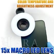 카메라렌즈 캐논 호환 렌즈 시그마 휴대 전화 매크로 렌즈 및 충전식 클립 온 필 라이트 15X 줌 LED 치과, 한개옵션0
