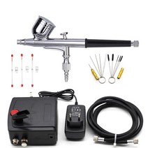 듀얼 액션 에어 브러시 및 휴대용 미니 공기 압축기 키트 메이크업 네일 아트 문신 바디 페인팅을위한 0.3mm 에어 브러시 스프레이 건, 유럽 ​​연합, 협력사, WD-130-SET3