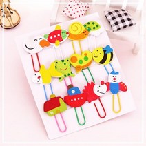 캐릭터 북마크 클립 책갈피 12P 독서용품 플라스틱클립 문구클립 파티션클립 파티션꽂이 철집게