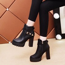 Baiwife 봄가을 앵클부츠 여자힐 통굽 패션워커 통기단화 가보시 여자부츠