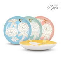 헨느 부케꽃 16cm 접시 4P / 도자기 접시