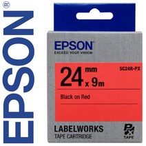 *정품* [ EPSON ] 라벨테이프, SC24R-PX [24mm 빨강/검정글씨]