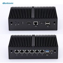 QOTOM 방화벽 마이크로 기기 Q190G6 셀러론 J1900 6 기가비트 LAN 게이트웨이 라우터 팬리스 미니 PC, 4G RAM 128G SSD_Q190G6 J1900