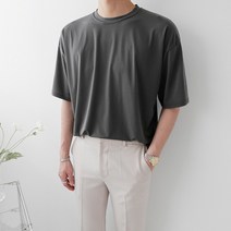 아이스 쿨링 냉감 오버핏 링클프리 반팔 라운드 티셔츠(5color)