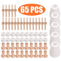 프라즈마 절단기 토치 65pcs 플라즈마 커터 팁 전극 amp pt31 30 40 50 플라즈마 용접 도구용 노즐 키트 소모품 액세서리