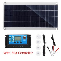 태양광발전 300W 방수 태양 전지 패널 고효율 10A-50A 컨트롤러 RV 보트 자동차 홈 야외 배터리 충전기, 02 with 30A controller