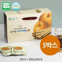 목관리 [건강이열리는나무] 도라지20% 배80% 꿀조합 진한 유기농 도라지배즙 진액 (100ml X 30포), 5박스, 100mlX30포
