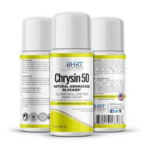 Chrysin 크림 50mg 남성용 - 천연 아로마타제 억제제 안티 에스트로겐 차단제 보충제제 호르몬 균형 지원 90일 분량 미국 제조 약사 포뮬러 (1병)