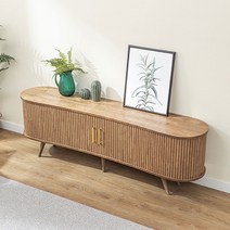 리버퍼니쳐 세시아 템바보드 고무나무 원목 라운드 1800 거실장 RH0634, 네추럴화이트