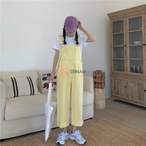 ORNAN 여성 봄 여름 캐주얼 데님 멜빵 와이드 점프수트 W427