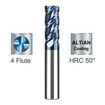 XCAN 밀링 커터 4 플루트 라우터 비트 1-12mm 초경 엔드 밀 HRC 55 TiALN 코팅 CNC 기계 공구, 3xD4X8X50L, ALTiAN Coated